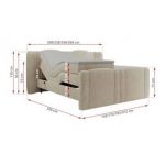 Łóżko kontynentalne, elektrycznie sterowane z pilota - FORTINA 180x200 - H3 - kremowy, struktura