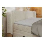 Łóżko kontynentalne, elektrycznie sterowane z pilota - FORTINA 180x200 - H3 - kremowy, struktura