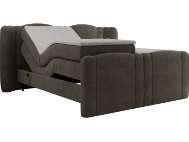 Łóżko kontynentalne, elektrycznie sterowane z pilota - FORTINA 200x200 - H4 - ciemnoszary, welwet