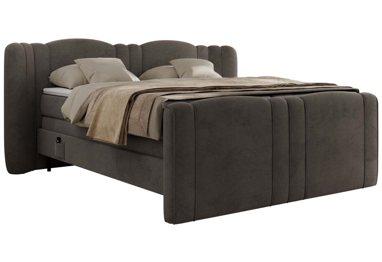 Łóżko kontynentalne, elektrycznie sterowane z pilota - FORTINA 160x200 - H4 - ciemnoszary, welwet