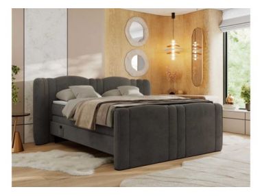 Łóżko kontynentalne, elektrycznie sterowane z pilota - FORTINA 140x200 - H4 - ciemnoszary, welwet