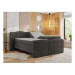 Łóżko kontynentalne, elektrycznie sterowane z pilota - FORTINA 140x200 - H4 - ciemnoszary, welwet