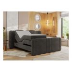 Łóżko kontynentalne, elektrycznie sterowane z pilota - FORTINA 140x200 - H4 - ciemnoszary, welwet