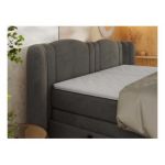 Łóżko kontynentalne, elektrycznie sterowane z pilota - FORTINA 180x200 - H3 - ciemnoszary, welwet