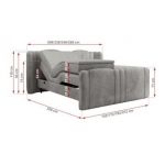 Łóżko kontynentalne, elektrycznie sterowane z pilota - FORTINA 200x200 - H4 - jasnoszary, welwet