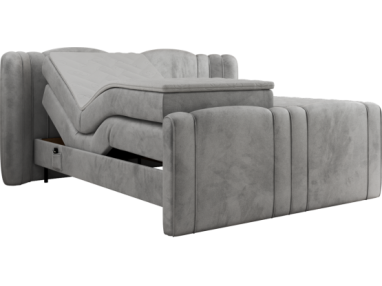 Łóżko kontynentalne, elektrycznie sterowane z pilota - FORTINA 160x200 - H4 - jasnoszary, welwet