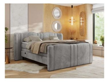 Łóżko kontynentalne, elektrycznie sterowane z pilota - FORTINA 140x200 - H4 - jasnoszary, welwet