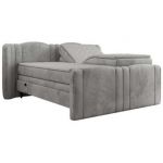 Łóżko kontynentalne, elektrycznie sterowane z pilota - FORTINA 160x200 - H3 - jasnoszary, welwet