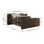 Łóżko kontynentalne, elektrycznie sterowane z pilota - FORTINA 200x200 - H4 - brązowy, welwet