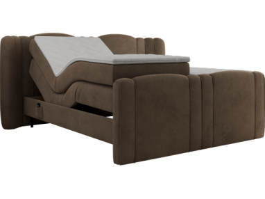 Łóżko kontynentalne, elektrycznie sterowane z pilota - FORTINA 180x200 - H4 - brązowy, welwet