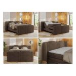 Łóżko kontynentalne, elektrycznie sterowane z pilota - FORTINA 200x200 - H3 - brązowy, welwet