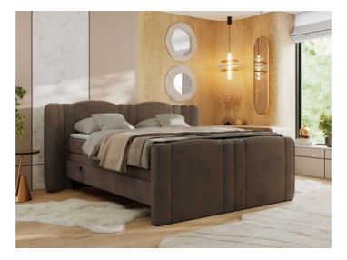 Łóżko kontynentalne, elektrycznie sterowane z pilota - FORTINA 160x200 - H3 - brązowy, welwet