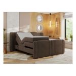 Łóżko kontynentalne, elektrycznie sterowane z pilota - FORTINA 160x200 - H3 - brązowy, welwet