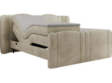 Łóżko kontynentalne, elektrycznie sterowane z pilota - FORTINA 160x200 - H4 - beżowy, welwet