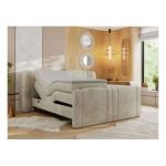 Łóżko kontynentalne, elektrycznie sterowane z pilota - FORTINA 160x200 - H4 - beżowy, welwet