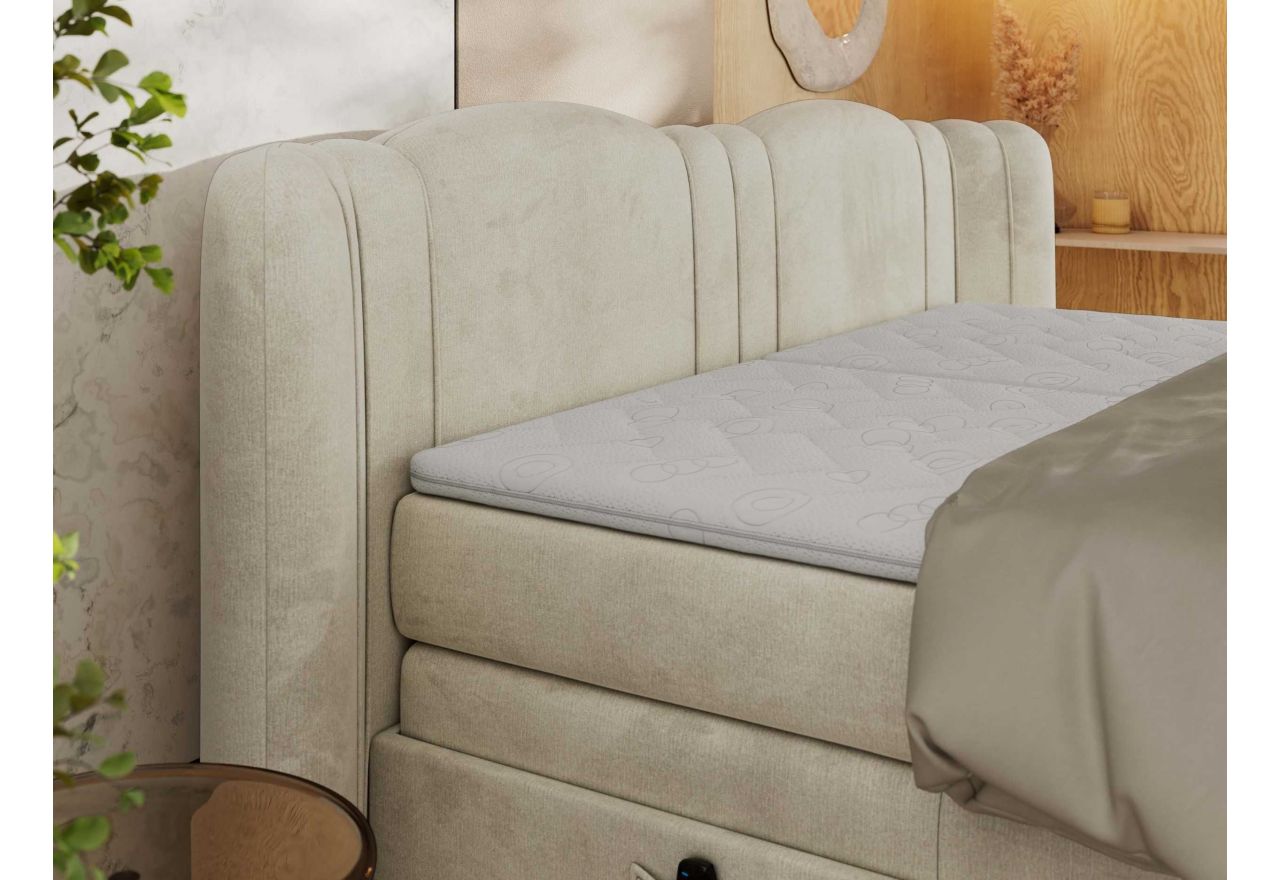 Łóżko kontynentalne, elektrycznie sterowane z pilota - FORTINA 180x200 - H3 - beżowy, welwet