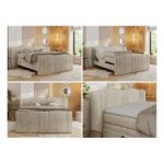 Łóżko kontynentalne, elektrycznie sterowane z pilota - FORTINA 160x200 - H3 - beżowy, welwet