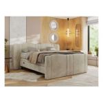 Łóżko kontynentalne, elektrycznie sterowane z pilota - FORTINA 140x200 - H3 - beżowy, welwet