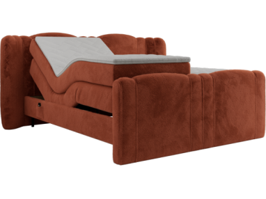 Łóżko kontynentalne, elektrycznie sterowane z pilota - FORTINA 180x200 - H4 - pomarańczowy, plusz