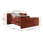 Łóżko kontynentalne, elektrycznie sterowane z pilota - FORTINA 140x200 - H4 - pomarańczowy, plusz