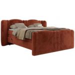 Łóżko kontynentalne, elektrycznie sterowane z pilota - FORTINA 140x200 - H4 - pomarańczowy, plusz