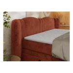 Łóżko kontynentalne, elektrycznie sterowane z pilota - FORTINA 160x200 - H3 - pomarańczowy, plusz