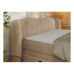 Łóżko kontynentalne, elektrycznie sterowane z pilota - FORTINA 200x200 - H4 - beżowy, plusz