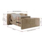 Łóżko kontynentalne, elektrycznie sterowane z pilota - FORTINA 180x200 - H4 - beżowy, plusz