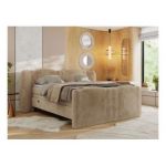 Łóżko kontynentalne, elektrycznie sterowane z pilota - FORTINA 140x200 - H4 - beżowy, plusz