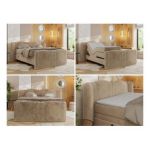 Łóżko kontynentalne, elektrycznie sterowane z pilota - FORTINA 200x200 - H3 - beżowy, plusz