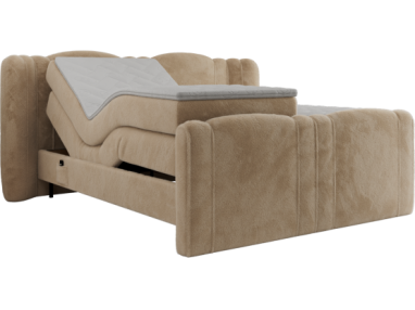 Łóżko kontynentalne, elektrycznie sterowane z pilota - FORTINA 160x200 - H3 - beżowy, plusz