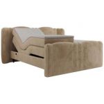 Łóżko kontynentalne, elektrycznie sterowane z pilota - FORTINA 160x200 - H3 - beżowy, plusz