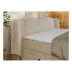 Łóżko kontynentalne, elektrycznie sterowane z pilota - FORTINA 180x200 - H3 - kremowy, plusz