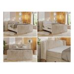 Łóżko kontynentalne, elektrycznie sterowane z pilota - FORTINA 160x200 - H3 - kremowy, plusz