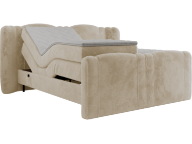 Łóżko kontynentalne, elektrycznie sterowane z pilota - FORTINA 140x200 - H3 - kremowy, plusz