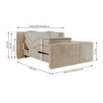 Łóżko kontynentalne, elektrycznie sterowane z pilota - FORTINA 140x200 - H3 - kremowy, plusz