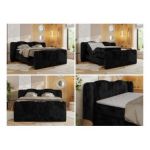 Łóżko kontynentalne, elektrycznie sterowane z pilota - FORTINA 200x200 - H4 - czarny, plusz