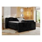 Łóżko kontynentalne, elektrycznie sterowane z pilota - FORTINA 180x200 - H4 - czarny, plusz