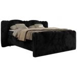 Łóżko kontynentalne, elektrycznie sterowane z pilota - FORTINA 160x200 - H4 - czarny, plusz