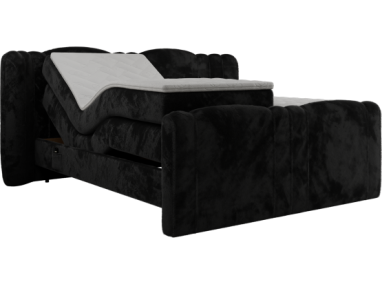 Łóżko kontynentalne, elektrycznie sterowane z pilota - FORTINA 140x200 - H4 - czarny, plusz