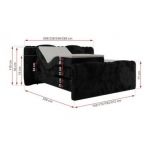 Łóżko kontynentalne, elektrycznie sterowane z pilota - FORTINA 140x200 - H4 - czarny, plusz