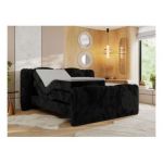 Łóżko kontynentalne, elektrycznie sterowane z pilota - FORTINA 160x200 - H3 - czarny, plusz