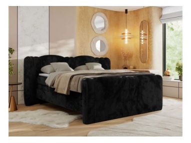 Łóżko kontynentalne, elektrycznie sterowane z pilota - FORTINA 140x200 - H3 - czarny, plusz