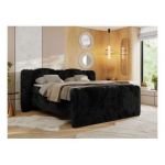 Łóżko kontynentalne, elektrycznie sterowane z pilota - FORTINA 140x200 - H3 - czarny, plusz