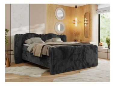 Łóżko kontynentalne, elektrycznie sterowane z pilota - FORTINA 200x200 - H3 - ciemnoszary, plusz