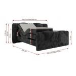 Łóżko kontynentalne, elektrycznie sterowane z pilota - FORTINA 200x200 - H3 - ciemnoszary, plusz