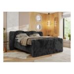 Łóżko kontynentalne, elektrycznie sterowane z pilota - FORTINA 180x200 - H3 - ciemnoszary, plusz