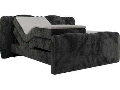 Łóżko kontynentalne, elektrycznie sterowane z pilota - FORTINA 160x200 - H3 - ciemnoszary, plusz