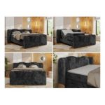 Łóżko kontynentalne, elektrycznie sterowane z pilota - FORTINA 160x200 - H3 - ciemnoszary, plusz