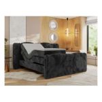 Łóżko kontynentalne, elektrycznie sterowane z pilota - FORTINA 140x200 - H3 - ciemnoszary, plusz